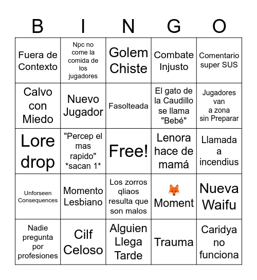 Sesion de Ix Domingal Bingo Card