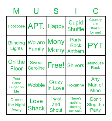 Music Bingo Card