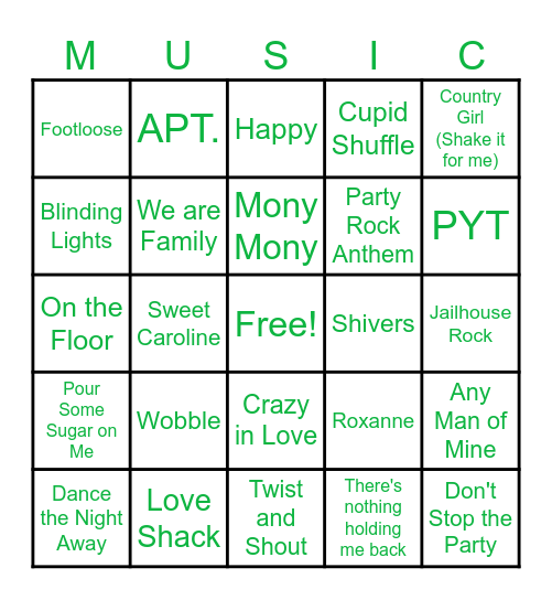 Music Bingo Card