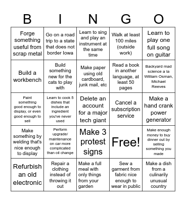 Learn Skills 2025 Bingo Card