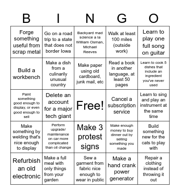 Learn Skills 2025 Bingo Card