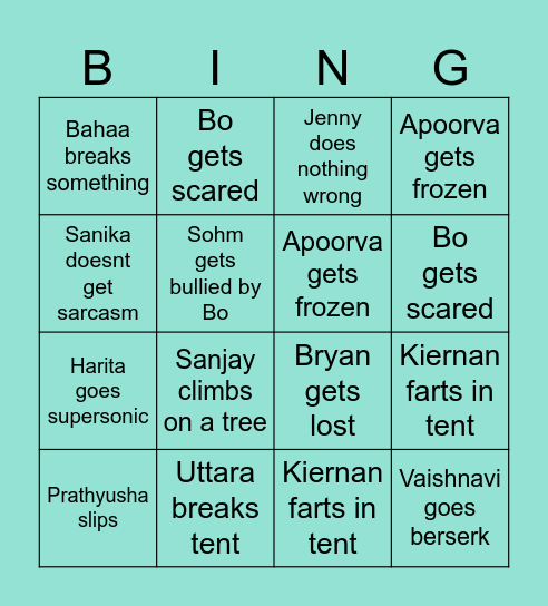 Big Bend Bingo Card