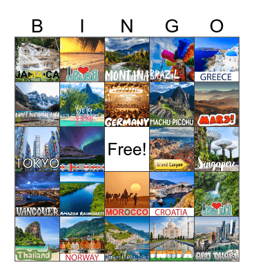 Travel Bingo Card