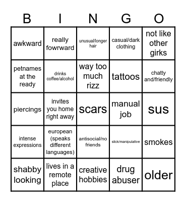 serial killer red flags Bingo Card