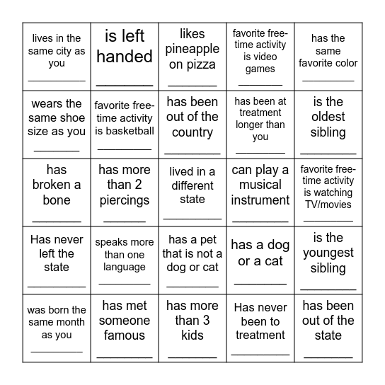 Find someone who... Bingo Card