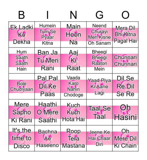 BOLLYWOOD MUSIC Bingo Card