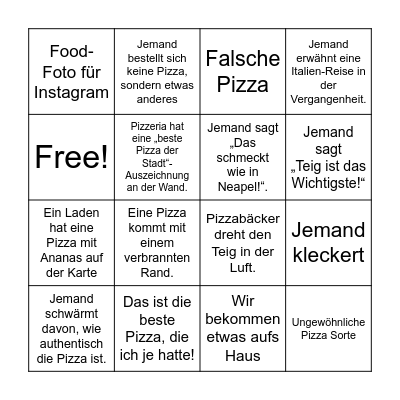 PIZZA BINGO Card