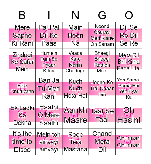 BOLLYWOOD MUSIC Bingo Card