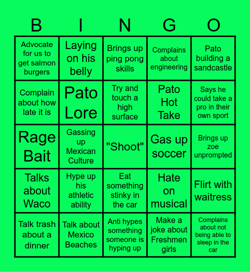 Pato Bingo Card