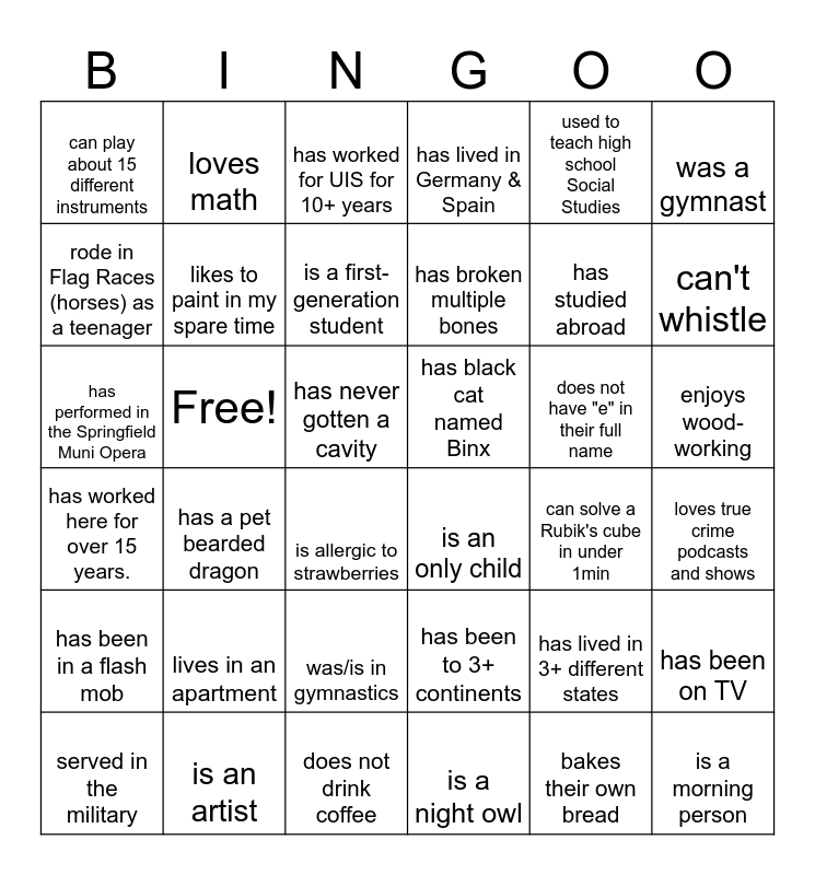 ERM Find Someone Who... Bingo Card