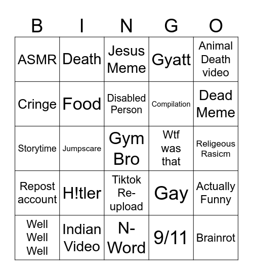 IG Reels Bingo Card