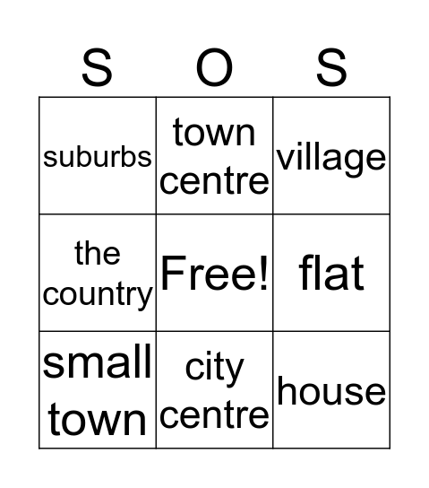 places to live in Bingo Card