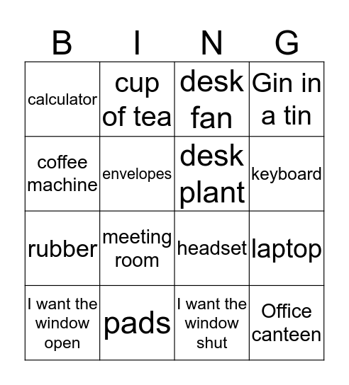 agency office bingo