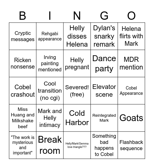 Severance Bingo Card