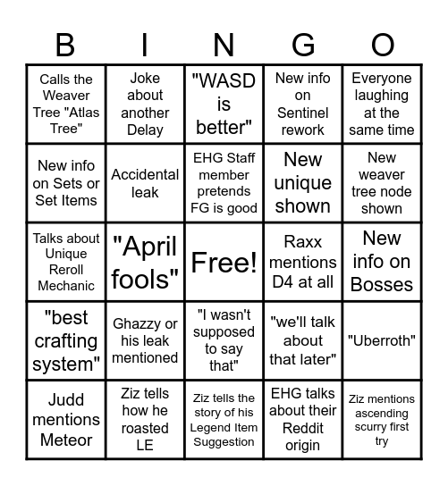 LE Teaser Stream March 7 2025 Bingo Card