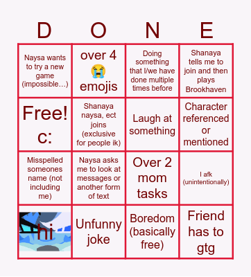 Bingo of the day! (Literally..) Bingo Card
