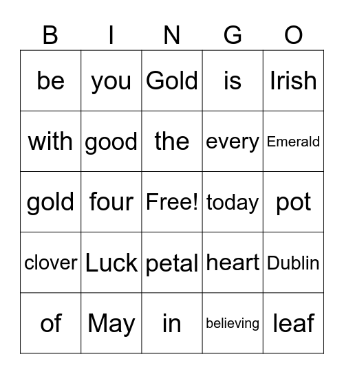 St.Patrick's Day.4 Bingo Card