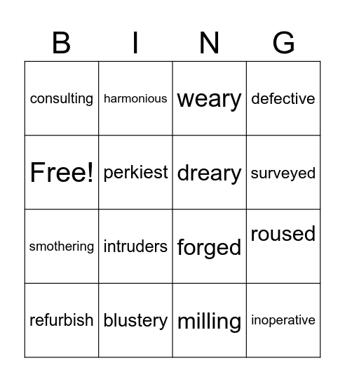 The Wild Robot Bingo Card