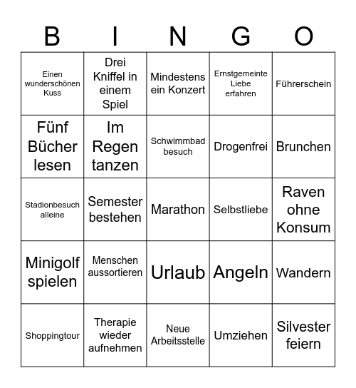 Jahresbingo 2025 Bingo Card