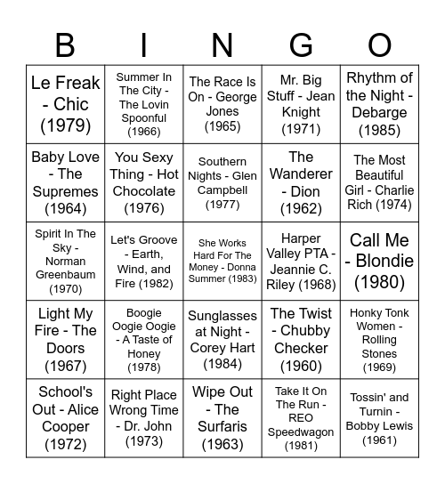 Time Capsule 1 Bingo Card