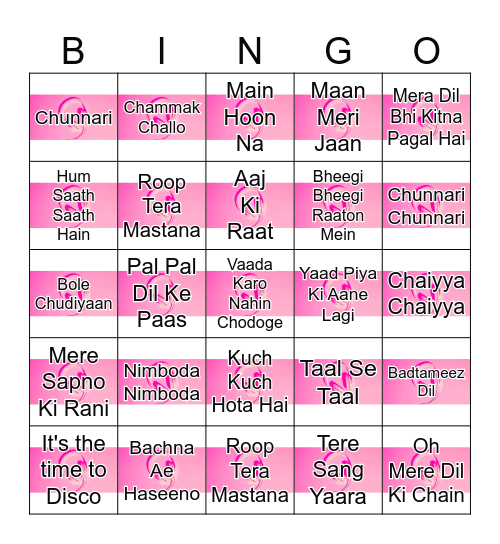 BOLLYWOOD MUSIC Bingo Card