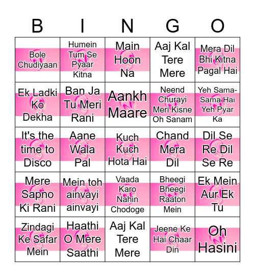 BOLLYWOOD MUSIC Bingo Card