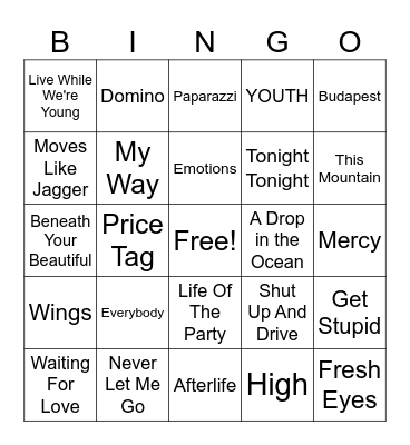 (7MB) Music Bingo Round 2 Bingo Card