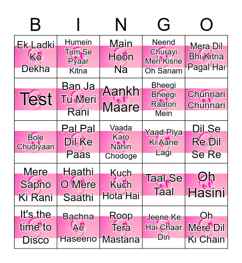 BOLLYWOOD MUSIC Bingo Card