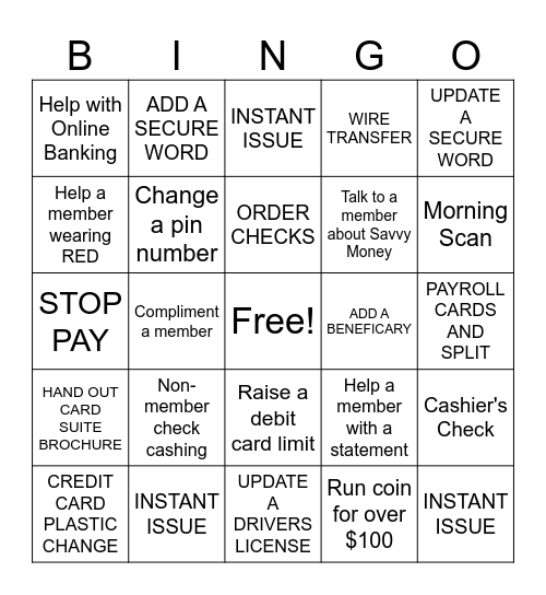 Member Bingo Card