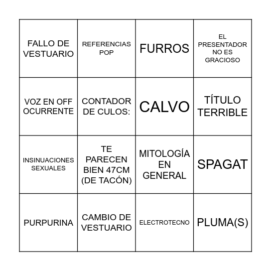 DRAG RACE GRAN CANARIA Bingo Card