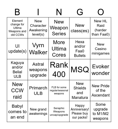AnniBingo 2025 Bingo Card