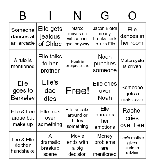 Kissing Booth Bingo! Bingo Card