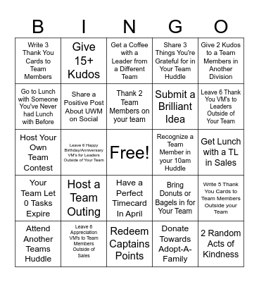April Bingo Card