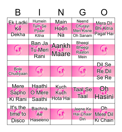 BOLLYWOOD MUSIC Bingo Card