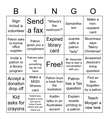 National Library Week Bingo Card