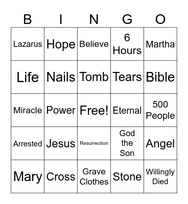 He is Alive! Bingo Card