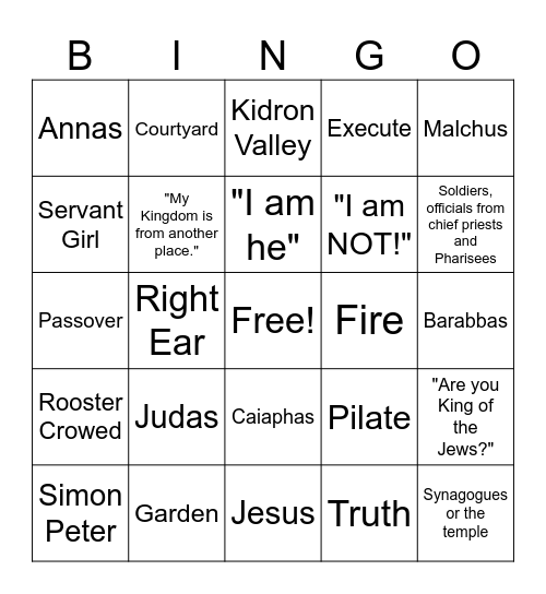 John 18 Bingo Card