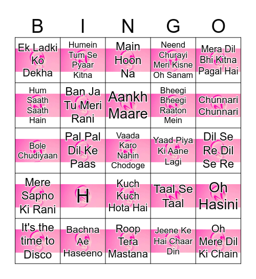 BOLLYWOOD MUSIC Bingo Card
