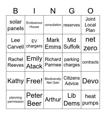 Away Day Bingo Card