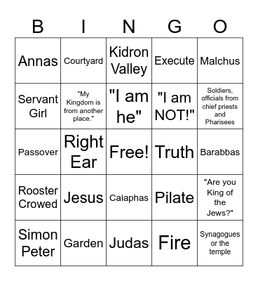 John 18 Bingo Card
