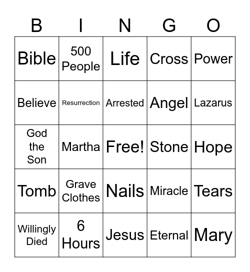 He is Alive! Bingo Card