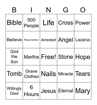 He is Alive! Bingo Card