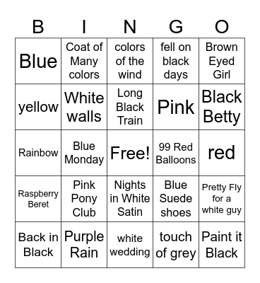 Color Me RADD Bingo Card
