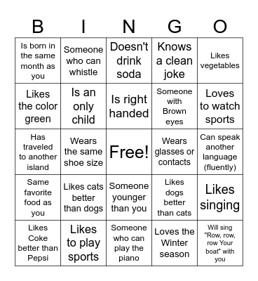 Get To Know Your Peer Bingo! Bingo Card