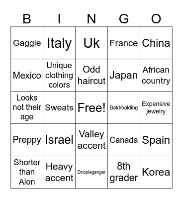 NHSMUN BINGO Card