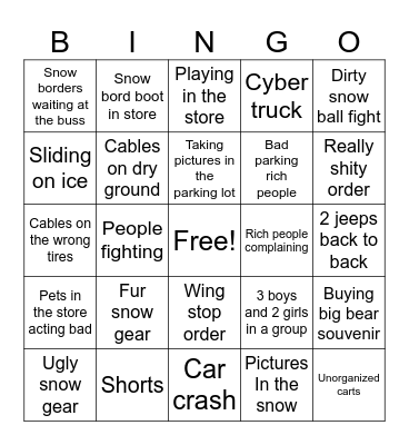 Snow bingo Card