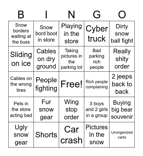 Snow bingo Card