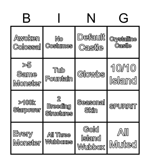 MSM Bingo Card