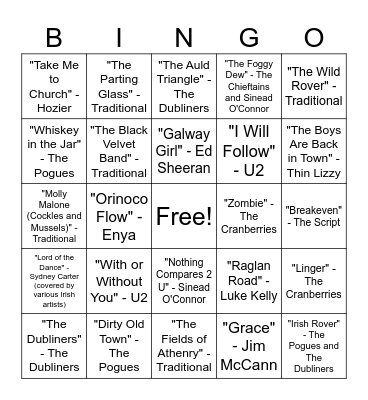Saint Patricks Day Bingo Card