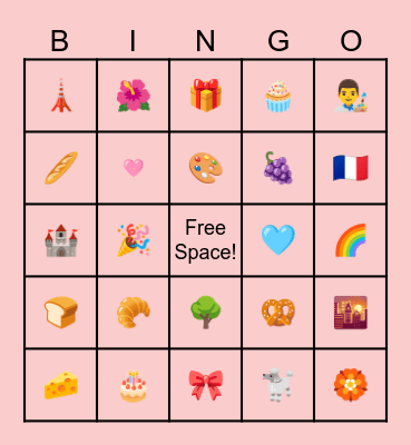 Paris Bingo Card